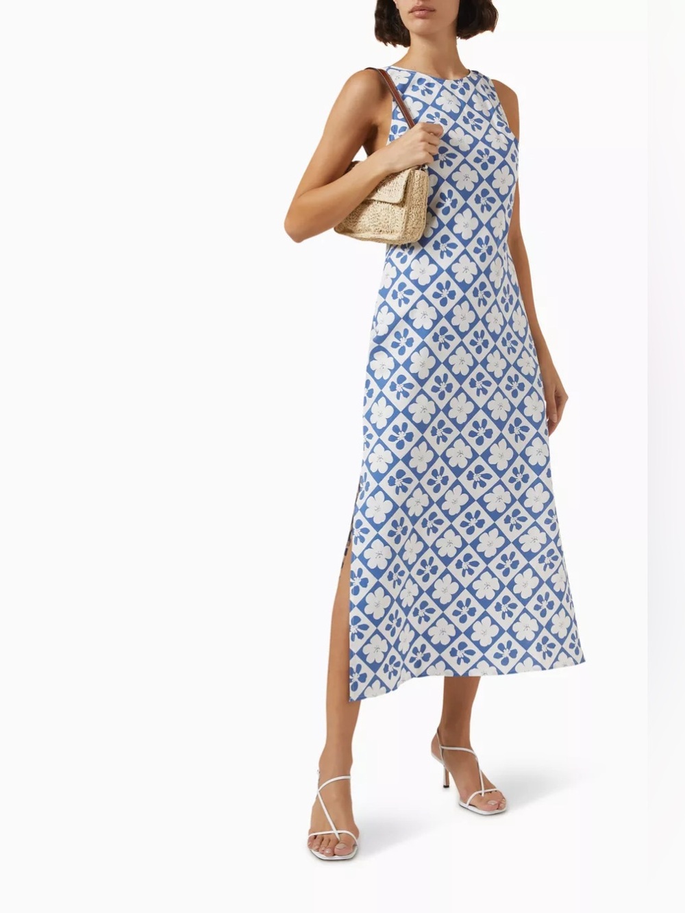 Revolve Minkpink blue and white viví printed midi dress size medium NWT
